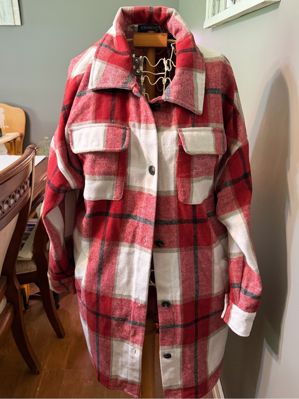 Cavalini Red and White Plaid Utility Shacket
